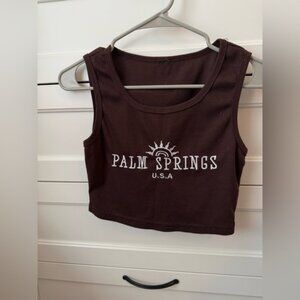 Palm Springs Cropped Brown Tank Top